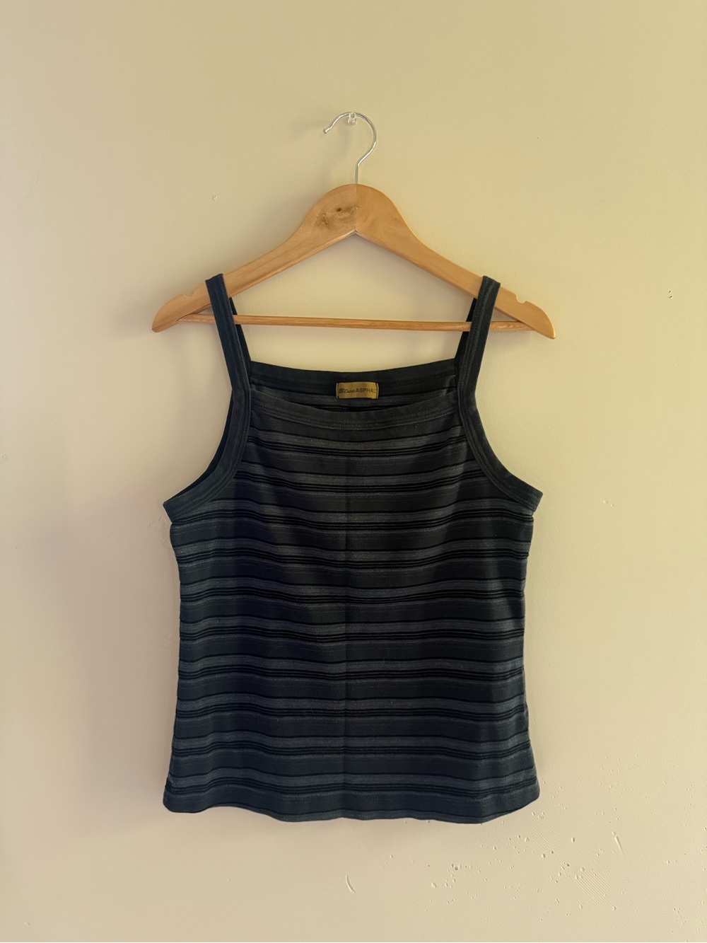 Vintage 90s Navy Striped High-Neck Tank Top 🌿